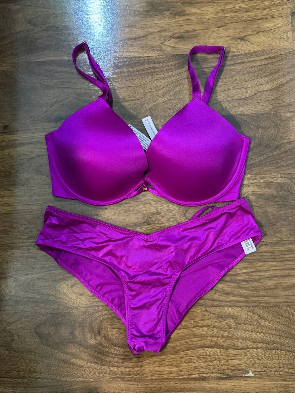 NWOT Victoria's Secret BERRYLICIOUS Low Cut Demi Bra & Strappy Pantie Set